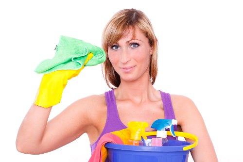Cleaner using safe carpet cleaning practices with protective measures