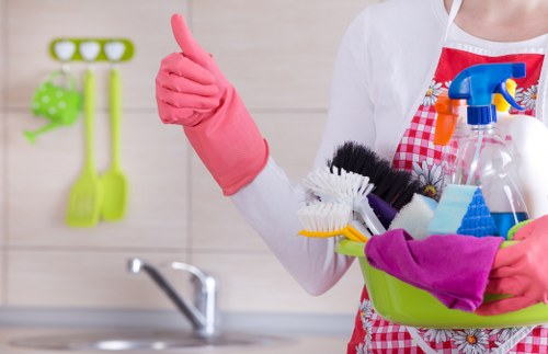 Local carpet cleaner treating high-traffic carpet areas in BR3